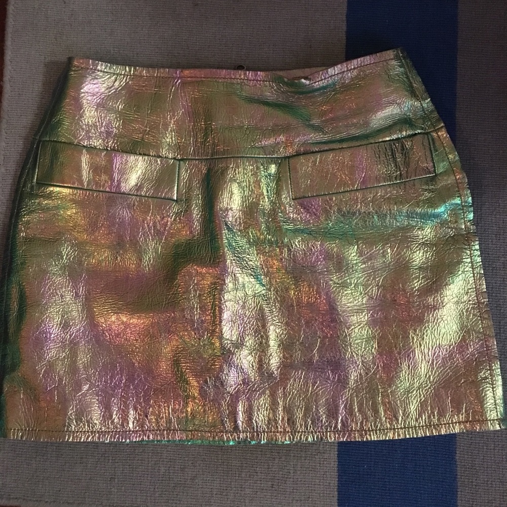 Marc by Marc Jacobs pink iridescent leather skirt